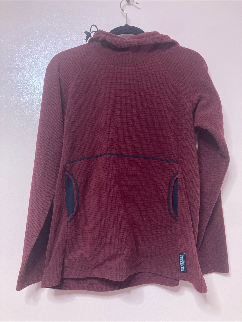 Melanzana Womens Size L Red Wine Ski Mid Layer Fleece Micro Grid Hoodie